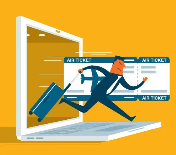 Vector illustration of Travelling tickets - Vacations - Businessman