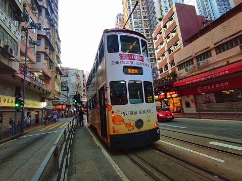 Hong Kong, May 2023. Tram is called \