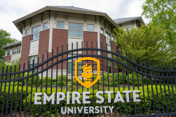Sign of Empire State University stock photo