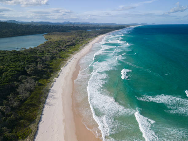 istock Aerial view of pristine white sandy beach with clear blue ocean 1495991767