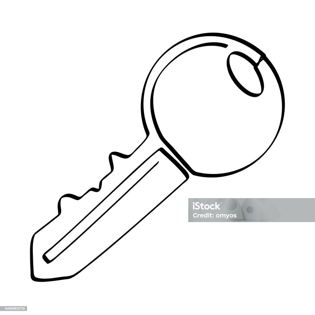 Single Key Images Simple Vector Sketch Key Single One Line Art Continuous Stock ...