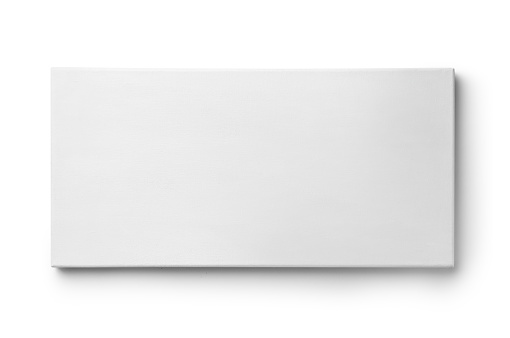 White canvas frame isolated on white background.