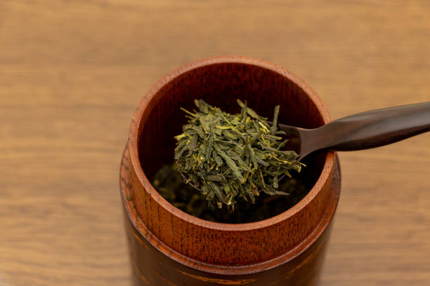 istock Dried Japanese tea leaves scooped with a spoon 1495994923