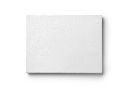 White canvas frame isolated on white background.