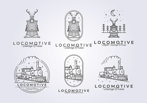 set of vintage train locomotive symbol vector illustration design, hogwarts express graphic template icon