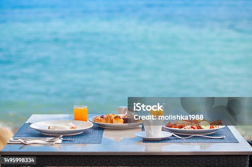 istock Delicious breakfast on coast, surrounded by the stunning views 1495998334