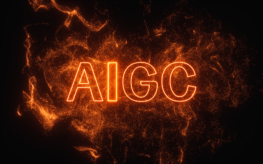 AIGC concept, logo of AIGC, 3d rendering. Digital drawing.