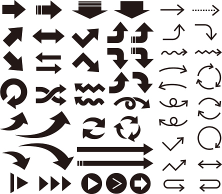 Icon set of arrows in various directions