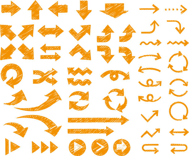 Graffiti style arrow icon summary set Icon set of arrows in various directions arrow sign stock illustrations