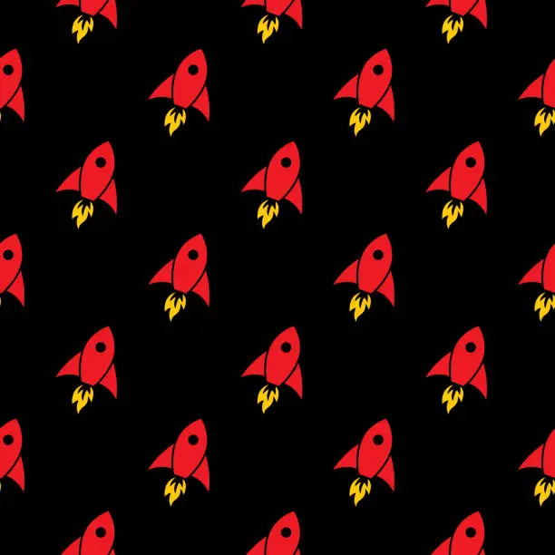 Vector illustration of Red Rockets Seamless Pattern Seamless Pattern