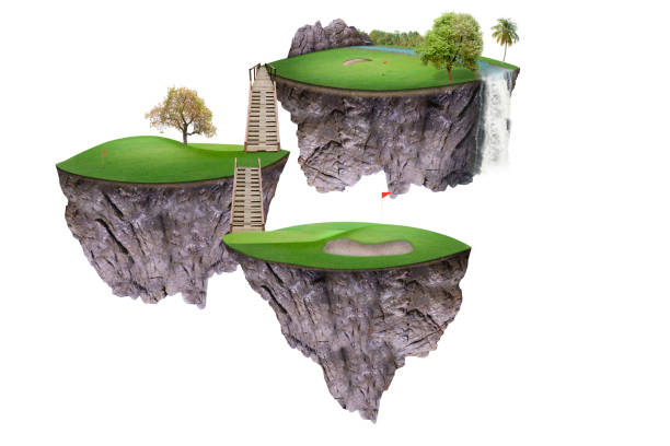 istock An imaginary floating island with golf course. 1496004287
