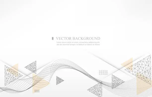 Vector illustration of White vector background.geometric triangle shape.abstract wave line.