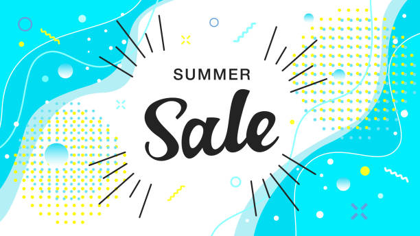 ilustrações de stock, clip art, desenhos animados e ícones de midsummer summer sale, refreshing light blue vector background illustration material where sea waves burst - carbonic acid