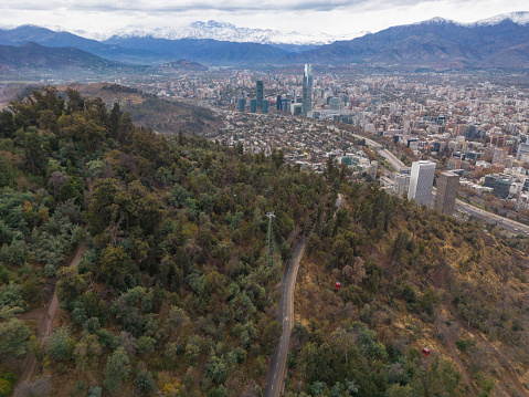 View from the top of the mountain in the city of Santiago, Chile
