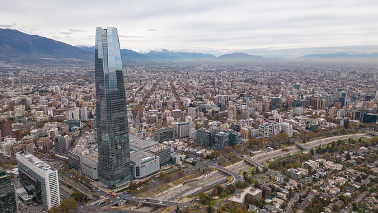 Aerial view of the city buildings of santiago in chile