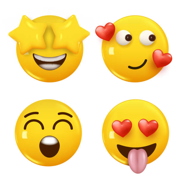 istock Set of 3d icon yellow color smile emoji. Set Icon Smile Emoji. Vector 1496010393