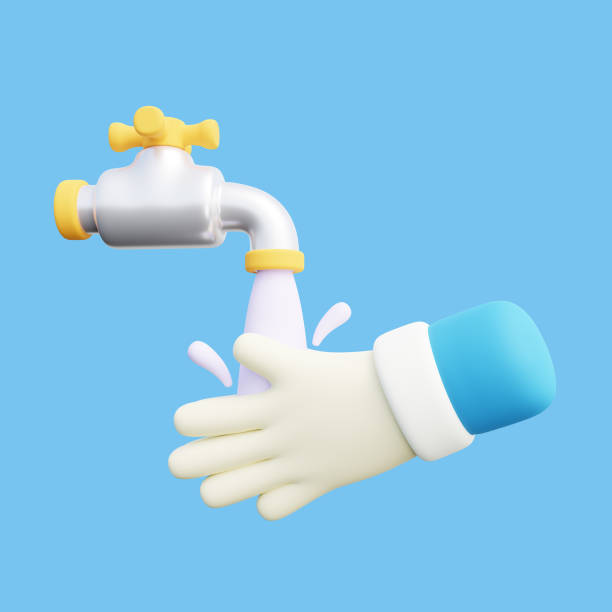 istock 3d Illustration of Washing Hand with Flowing Water 1496012813