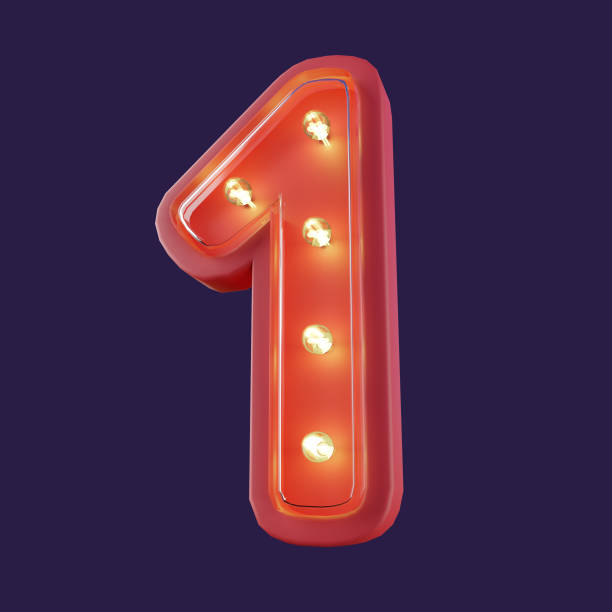 istock 3d Render of Number 1 Neon LED Typography 1496013580