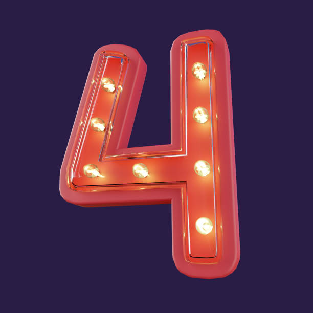 istock 3d Render of Number 4 Neon LED Typography 1496013591