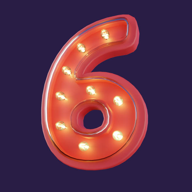 istock 3d Render of Number 6 Neon LED Typography 1496013603
