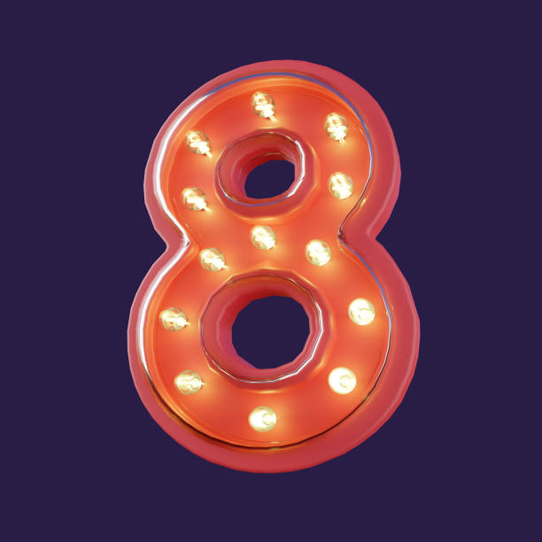 istock 3d Render of Number 8 Neon LED Typography 1496013609