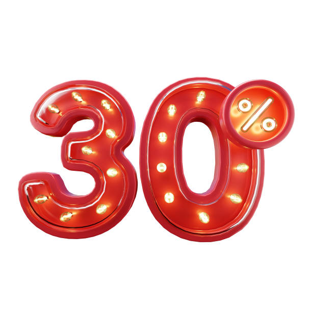 istock 3d Render of 30% Discount Sale Neon Typography 1496014134