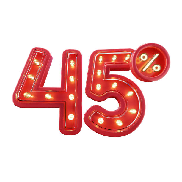 istock 3d Render of 45% Discount Sale Neon Typography 1496014137