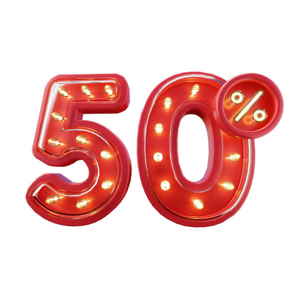 istock 3d Render of 50% Discount Sale Neon Typography 1496014147