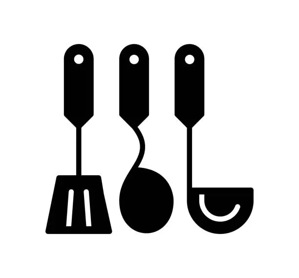 Vector illustration of Kitchenware Black Filled Vector Icon