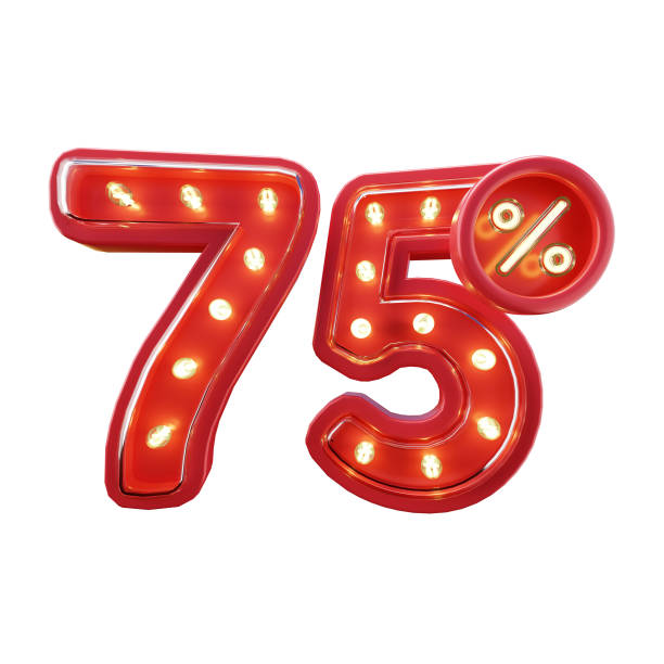 istock 3d Render of 75% Discount Sale Neon Typography 1496014194