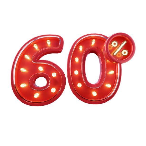 istock 3d Render of 60% Discount Sale Neon Typography 1496014195