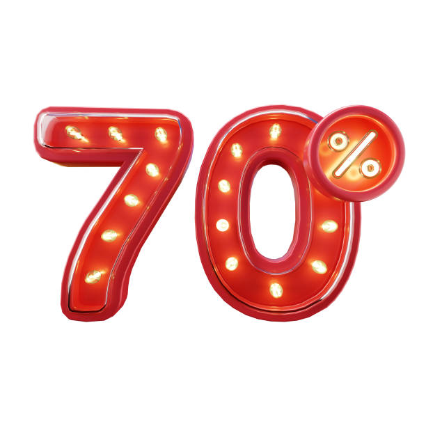 istock 3d Render of 70% Discount Sale Neon Typography 1496014196