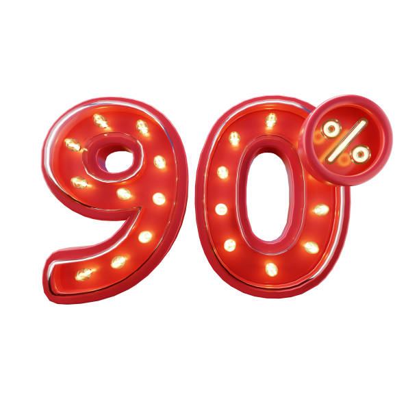 istock 3d Render of 90% Discount Sale Neon Typography 1496014219