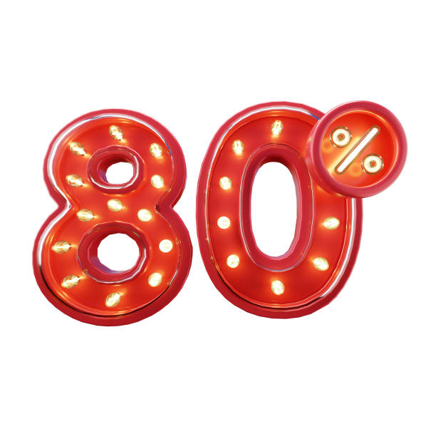 istock 3d Render of 80% Discount Sale Neon Typography 1496014261