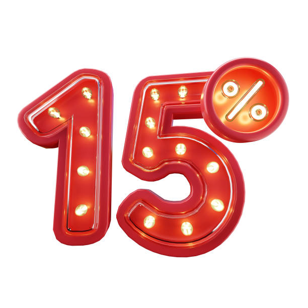 istock 3d Render of 15% Discount Sale Neon Typography 1496014290