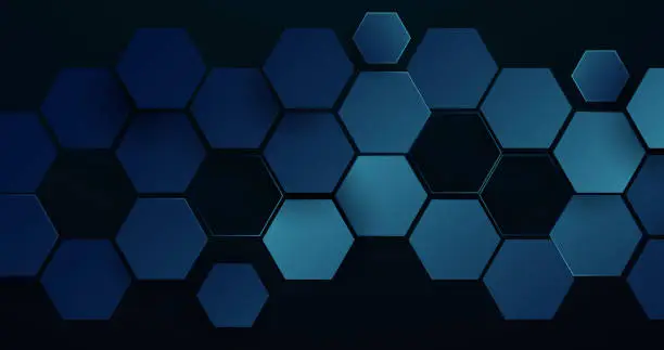 Vector illustration of Abstract 3b blue hexagon digital, futuristic, technology concept background. Vector illustration