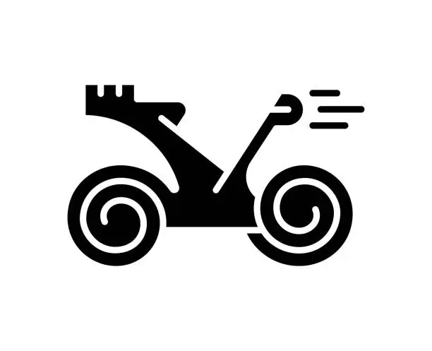 Vector illustration of Motorcycle Delivery Black Filled Vector Icon