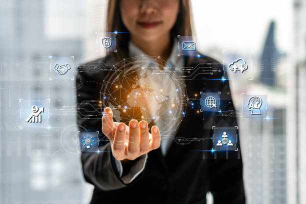 istock Businesswoman using smart devices for Digital technology connection and marketing, global internet network, cloud computing and AI Artificial intelligence concept 1496016403