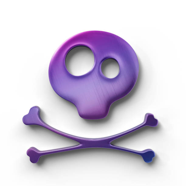 Pirate Sign with Skull and Bones. 3D Illustration. File with Clipping Path.