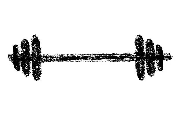 Vector illustration of simple vector crayon or chalk barbell, isolated on white