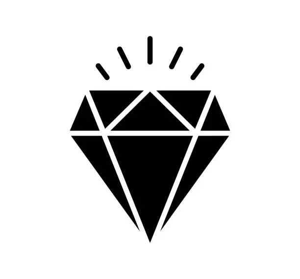 Vector illustration of Diamond Black Filled Vector Icon