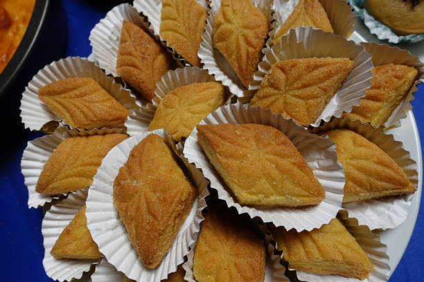 istock Diamond biscuits with puff pastry and almonds  Dessert buffet 1496021340