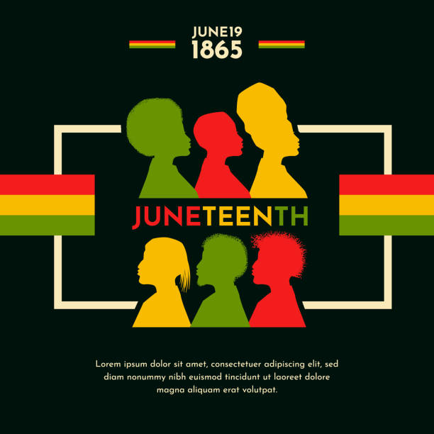istock Juneteenth with Black Woman and Man Silhouette and African Flag Background Illustration 1496023801