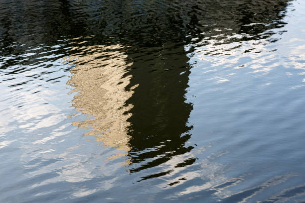 Abstract reflections of building on a lake