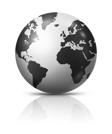 Black earth globe isolated on white background. 3D illustration