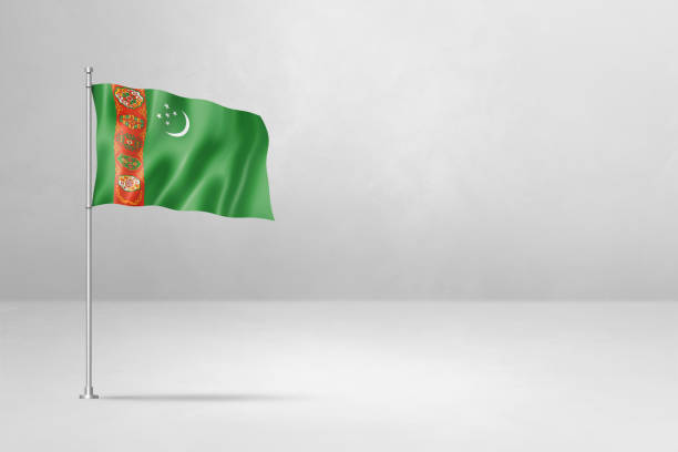 istock Turkmenistan flag isolated on white concrete wall background 1496024989