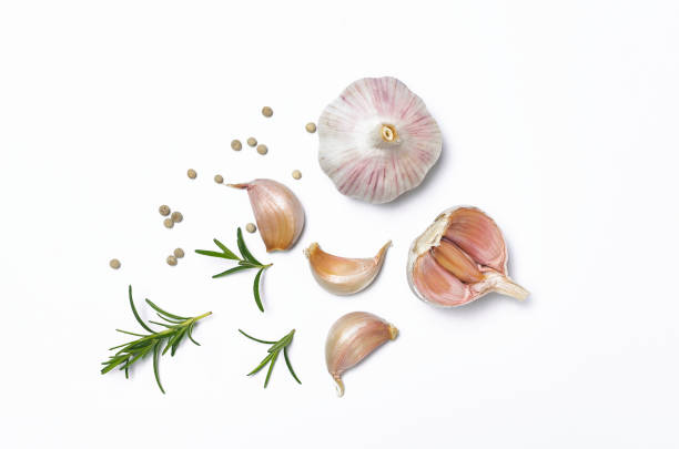 istock garlic, rosemary, peppercorn  isolated on white background. 1496025271