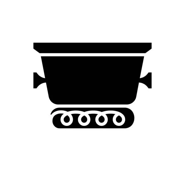 Vector illustration of Mining Cart Black Filled Vector Icon