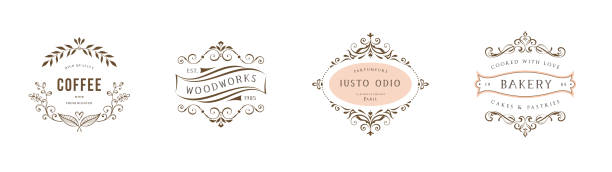 Elegant label, logo and scroll elements. Ornate vintage frames. Classic calligraphy swirls, swashes, floral motifs. Good for greeting cards, wedding invitations, restaurant menu, royal certificates and other graphic design.