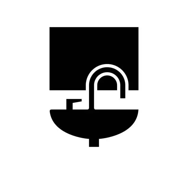 Vector illustration of Bathroom Black Filled Vector Icon